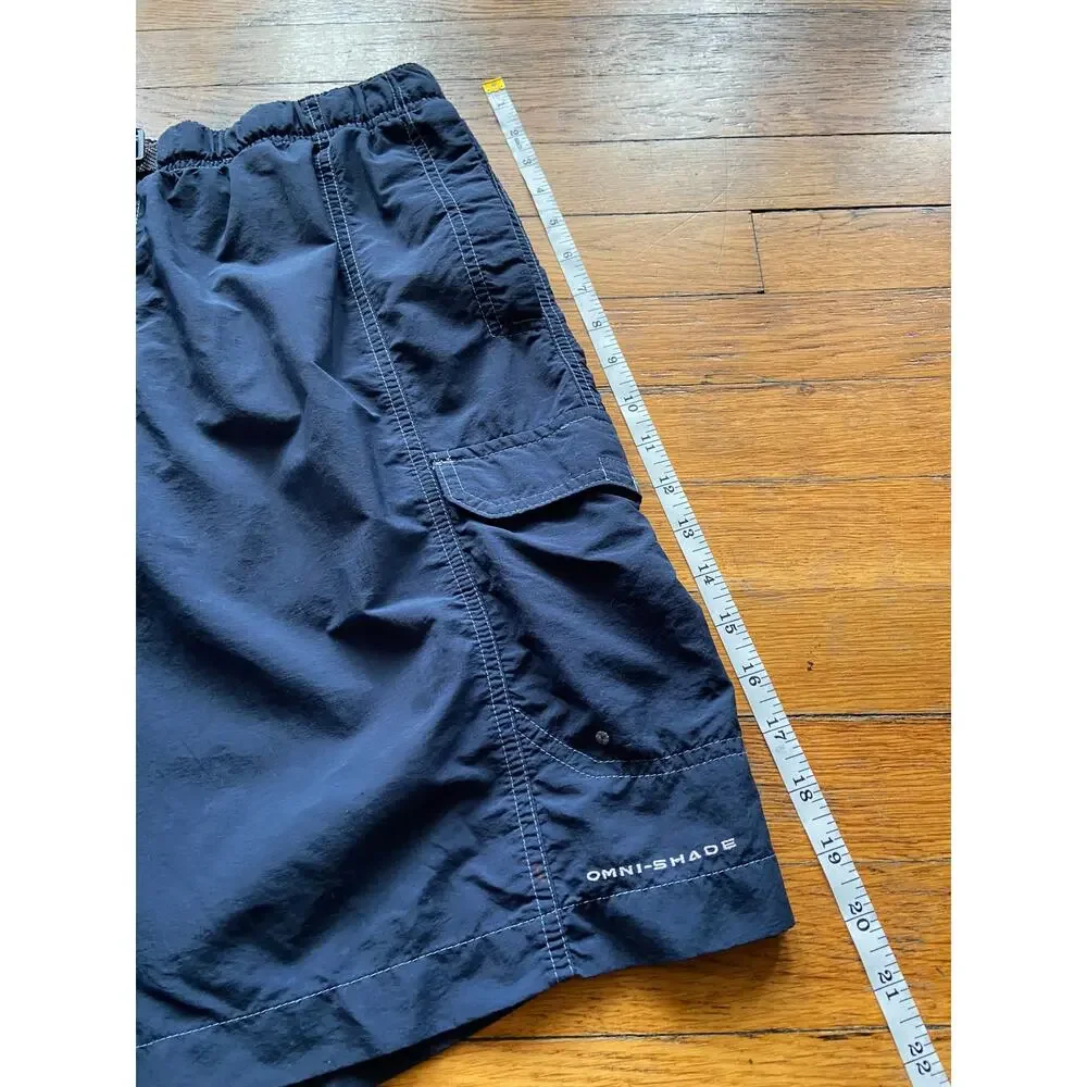 COLUMBIA Omni-Shade Blue Cargo Swim Trunks Mens sz L